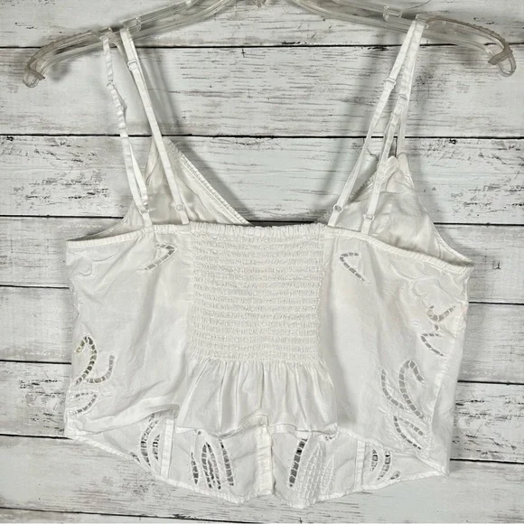 Free People Sweet Sammi Eyelet Cotton Cami Top White XL - Picture 5 of 11